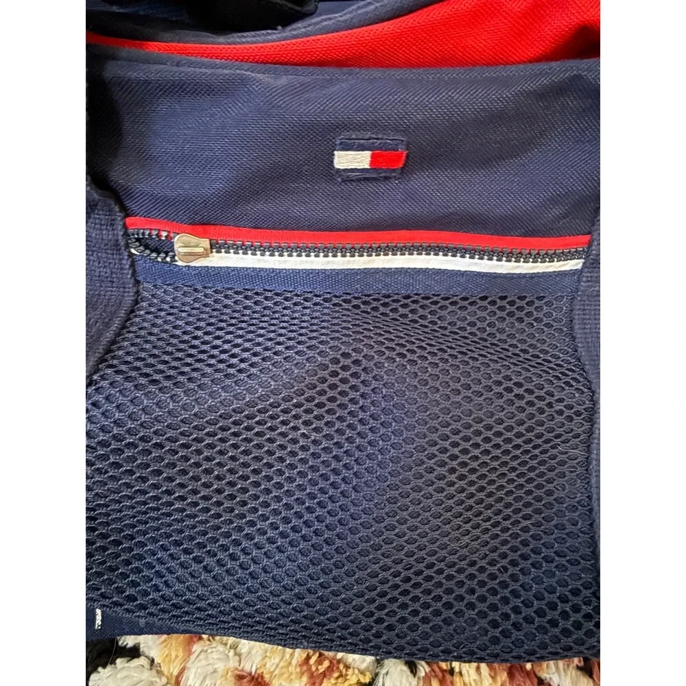 Vintage Tommy Hilfiger Duffel Bag Red White Blue Canvas Travel Gym Bag